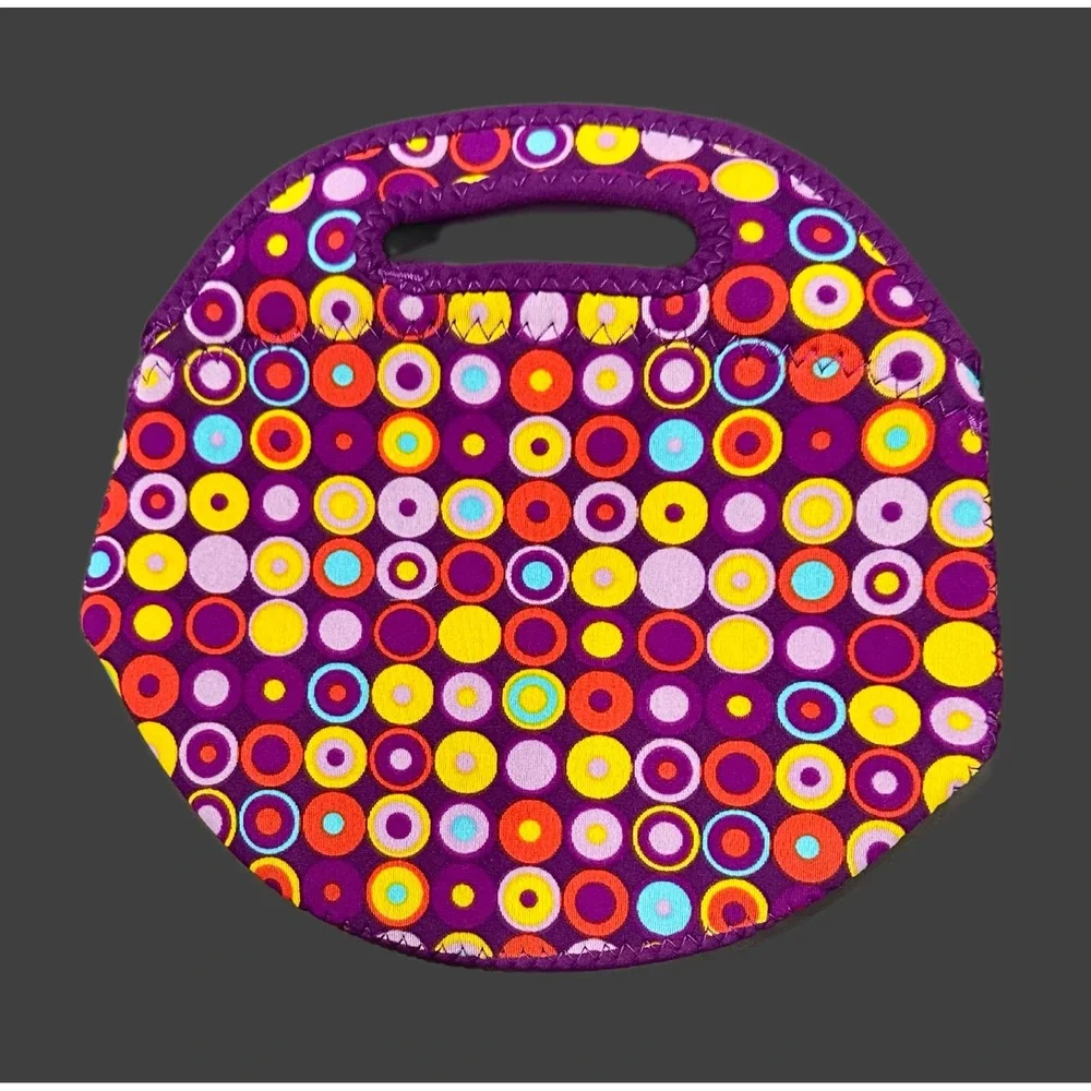 BYO by Built NY Express Lunch Bag Purple Retro‎ Circle Print Neoprene B-LB32